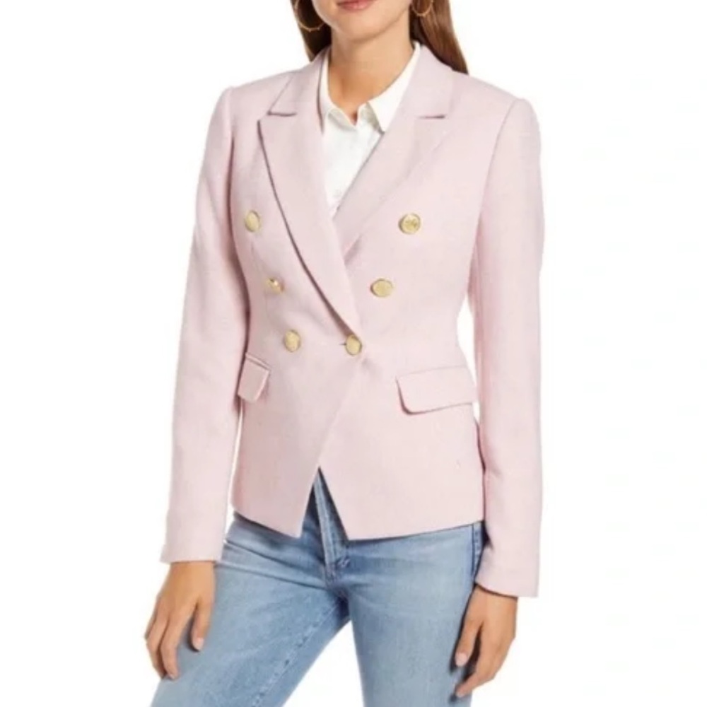 Rachel Parcell Pink Herringbone Blazer - Medium